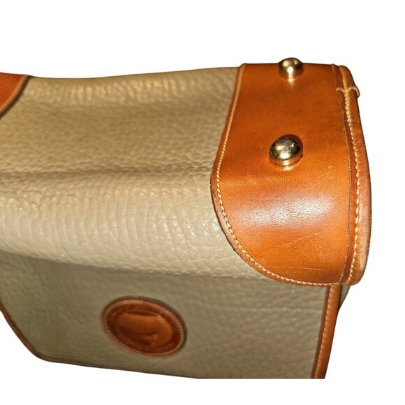 Dooney & Bourke Vintage Pebbled Leather Suede Satchel Crossbody Tan Brown USA - Picture 13 of 16